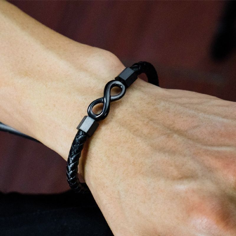Enkelt Infinity-Läderarmband För Herr