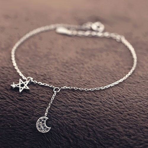 Måne Och Stjärnarmband För Dam Med Kubisk Zirkon I 925 Sterlingsilver