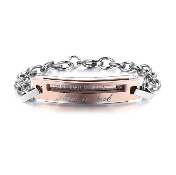 Nytt Mode Kärlekstema Personifierade Armband Av Älskare Av Titanstål (Gratis Gravyr) (Pris För Ett Par)