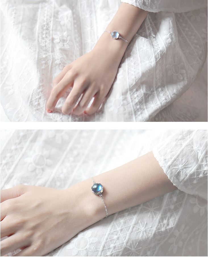 Original Aurora Skog Enkel Sterling Silver Kristallarmband