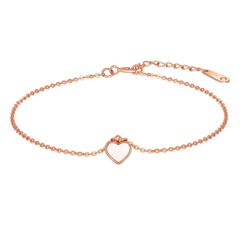 Unik Ros Hjärta Charm Armband För Dam I 18K Guld