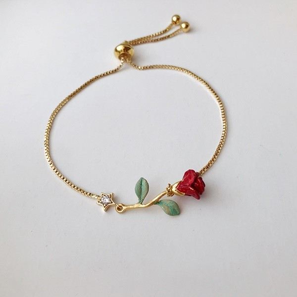 Unika Handmålade Rosen Armband För Dam