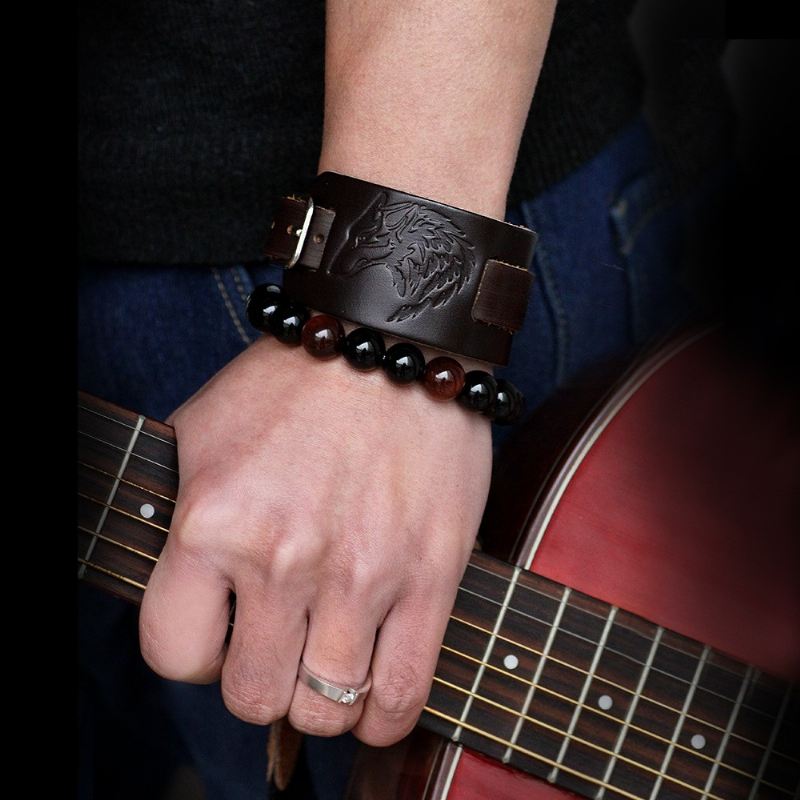 Unikt Vargkofarmband För Herr