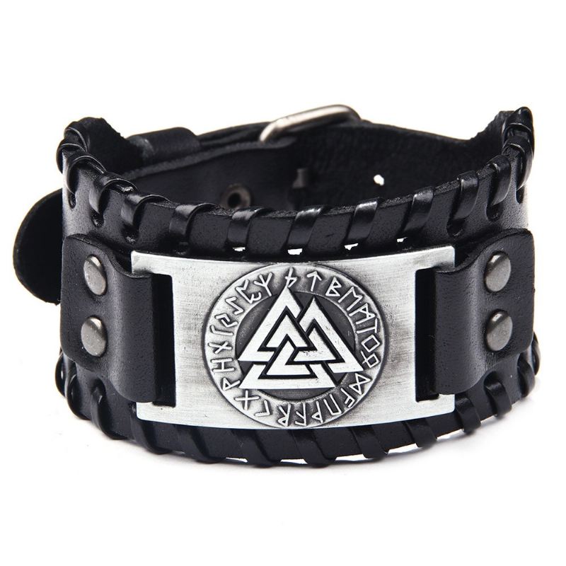 Unikt Viking Totem Charm Kohud Bälte Armband För Herr