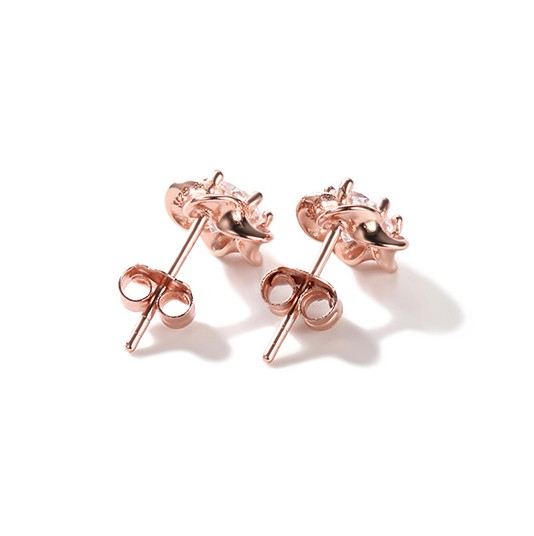 925 Silverpläterade 18K Roséguld Mini Enkla Söta Örhängen