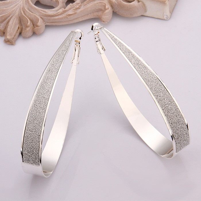 Mode Matt Allergivänliga 925 Sterling Silver Örhängen För Dam