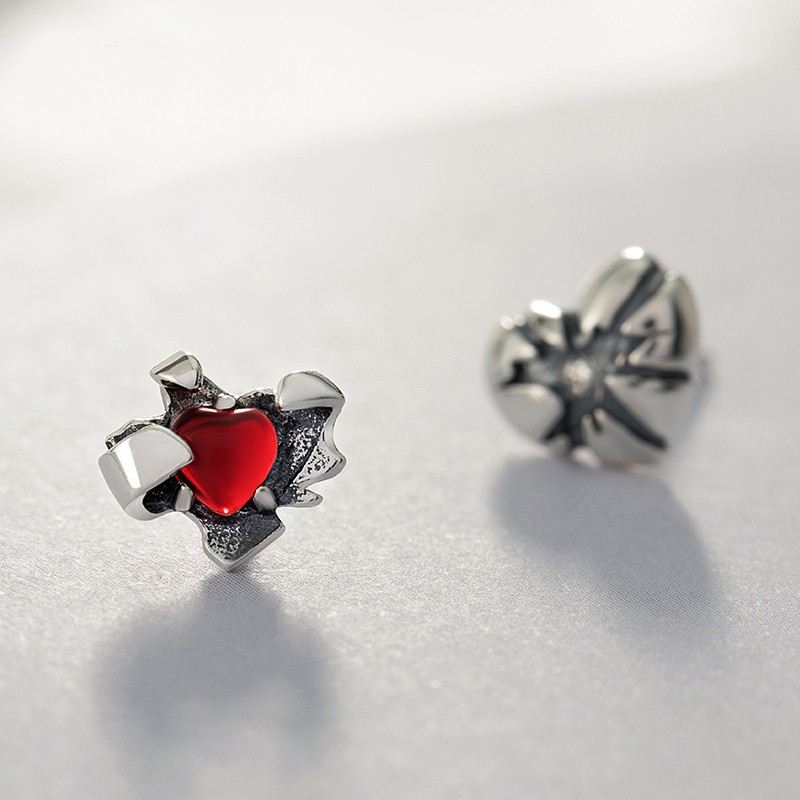 Öppet Hjärta S925 Sterlingsilver Ett Par Örhängen För Flickor Tonåringar Pojkar Studenter Dam