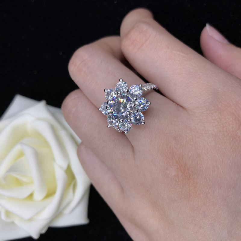 1.0 CT 2.0 CT 925 Silverpläterad Rund Simulerad Diamant Löfte / Bröllop / Förlovningsring För Dam Flickvänner Alla Hjärtans Dag Gåva