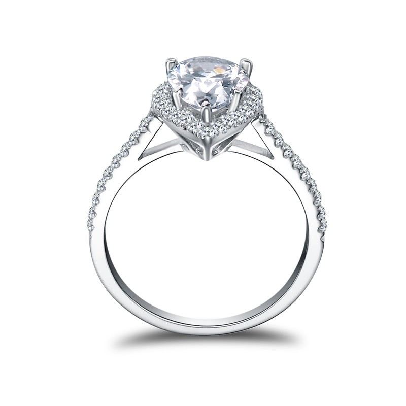 925 Silver Sona Diamantring Droppformad Kvinnlig Ring Päronformad Sterlingsilver Vitguldring