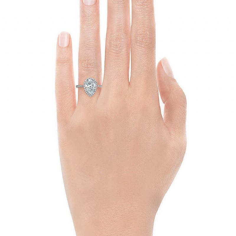 925 Silver Sona Diamantring Droppformad Kvinnlig Ring Päronformad Sterlingsilver Vitguldring