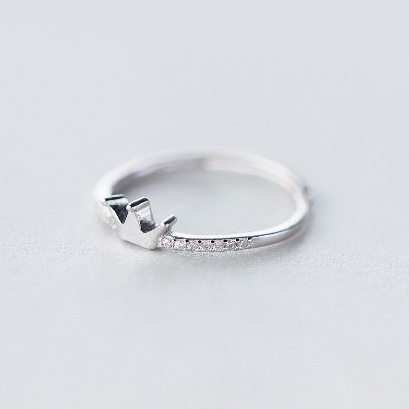 925 Silvermode Personlighet Inlagd Kubisk Zirkonia Kronring