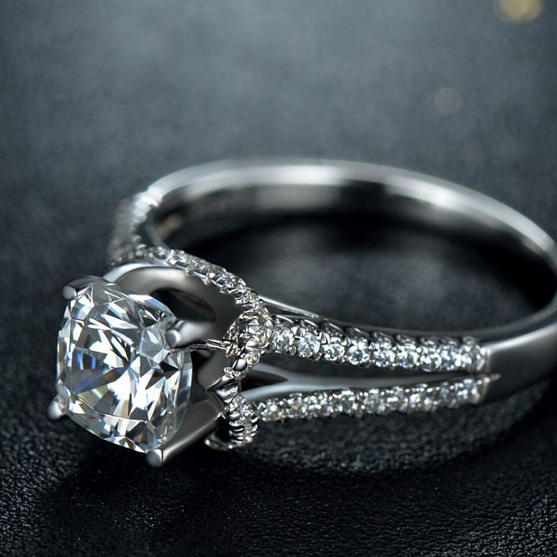 925 Sterlingsilver 18K Vitguld Inlagt 1CT CZ Vigselring