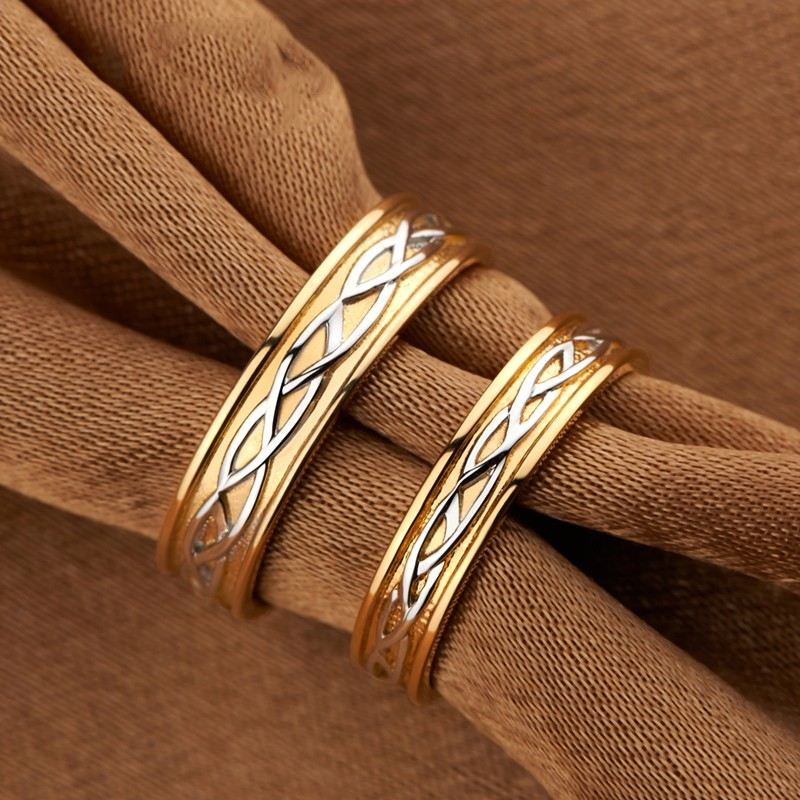 Ändlös Kärlek 925 Silverpläterade 18K Guld Retro Älskare Parringar