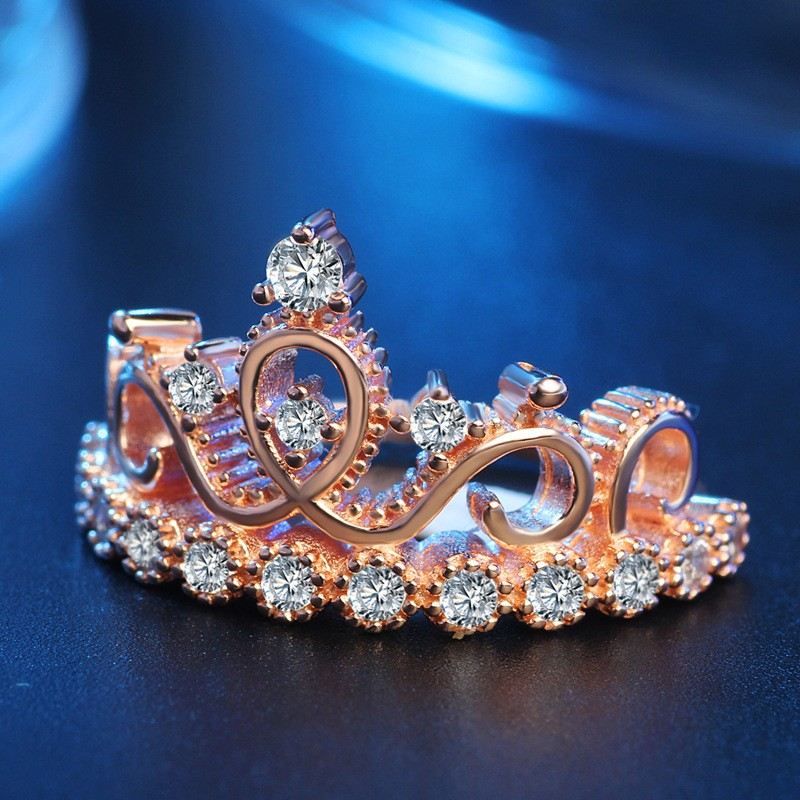 Design Romantiska Gåvor För Kärlek Rosa Guld Krona Ring