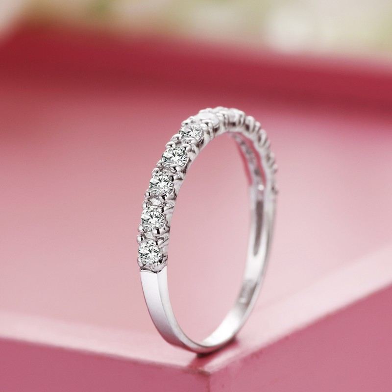 Enkel För Livet 925 Sterling Silver Full Kubisk Zirkoniumförlovningsring