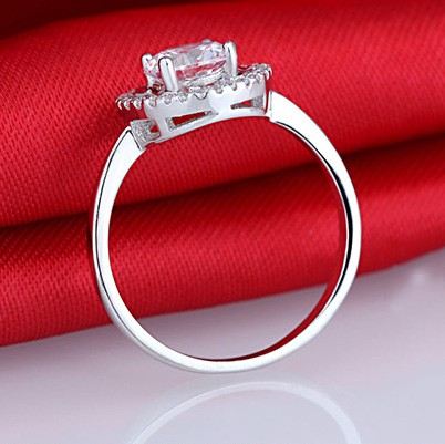Europa Heta Försäljning 925 Sterling Silver Inlagd 1CT CZ Förlovningsring