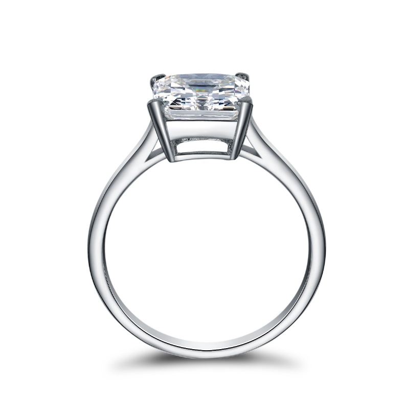 Europa Klassiskt 925 Sterling Silver Med Prinsessan Fyrkantig CZ Förlovningsring