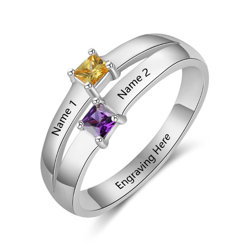 Födelsestensringar Mammas Ringar 925 Sterling Silver Personlig Födelsestensfamilj Kubisk Zirkoniumring Mors Daggåva