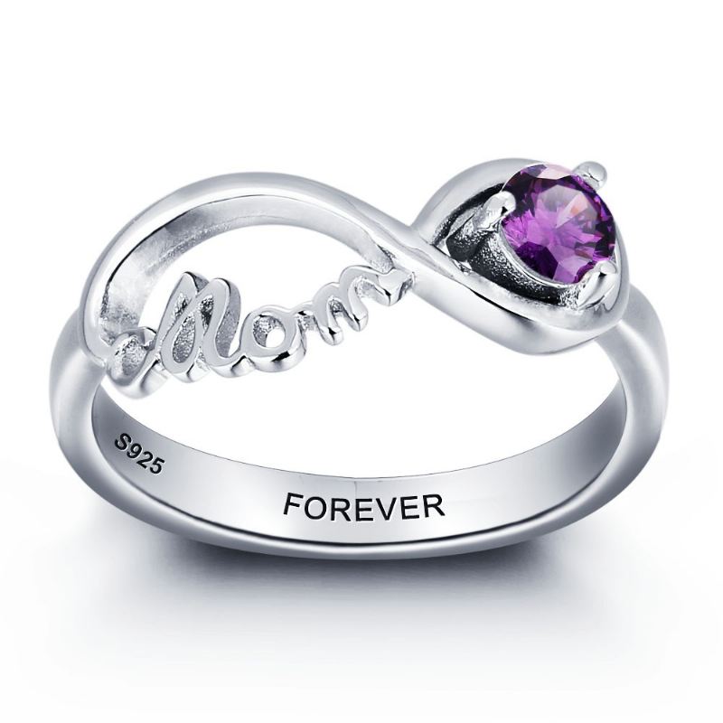 Födelsestensringar Mammoringar 925 Sterlingsilver Personlig Födelsestensfamilj Kubisk Zirkoniumring Mors Daggåva