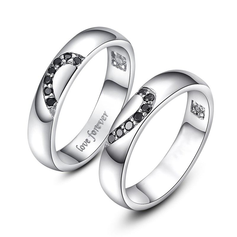 Forever Love 925 Sterling Silver Matchande Hjärtan Ringar För Par (Pris För Ett Par)
