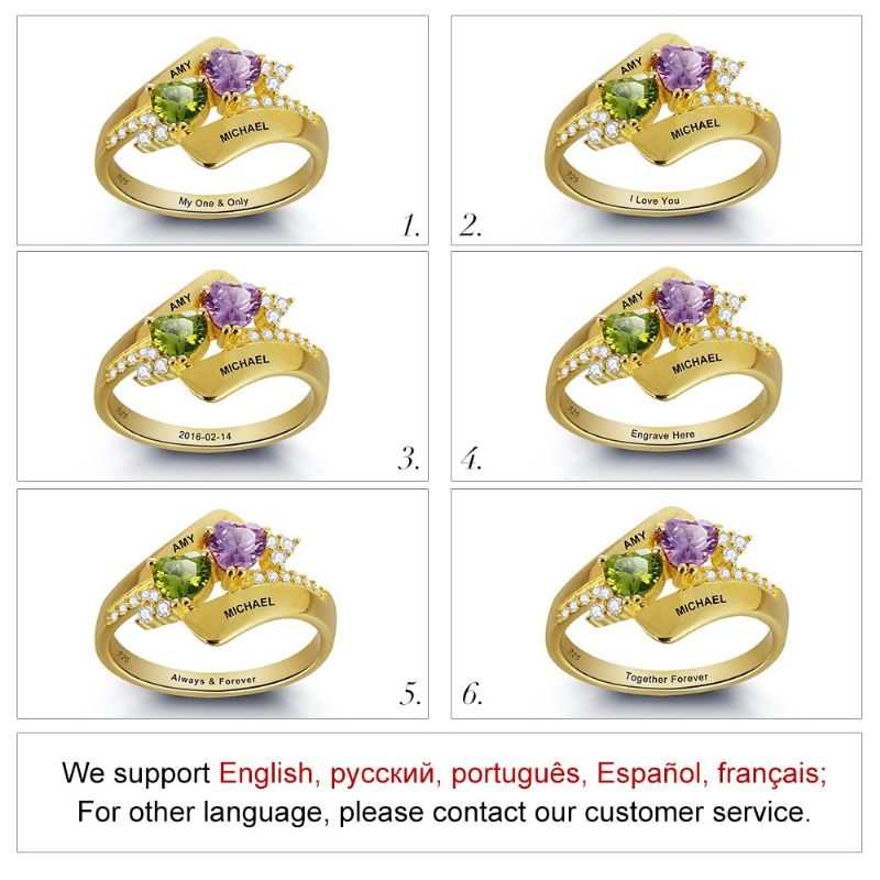 Guldfödelsestensringar Mammoringar 925 Sterlingsilver Personlig Födelsestensfamilj Kubisk Zirkoniumring Mors Mors Gåva