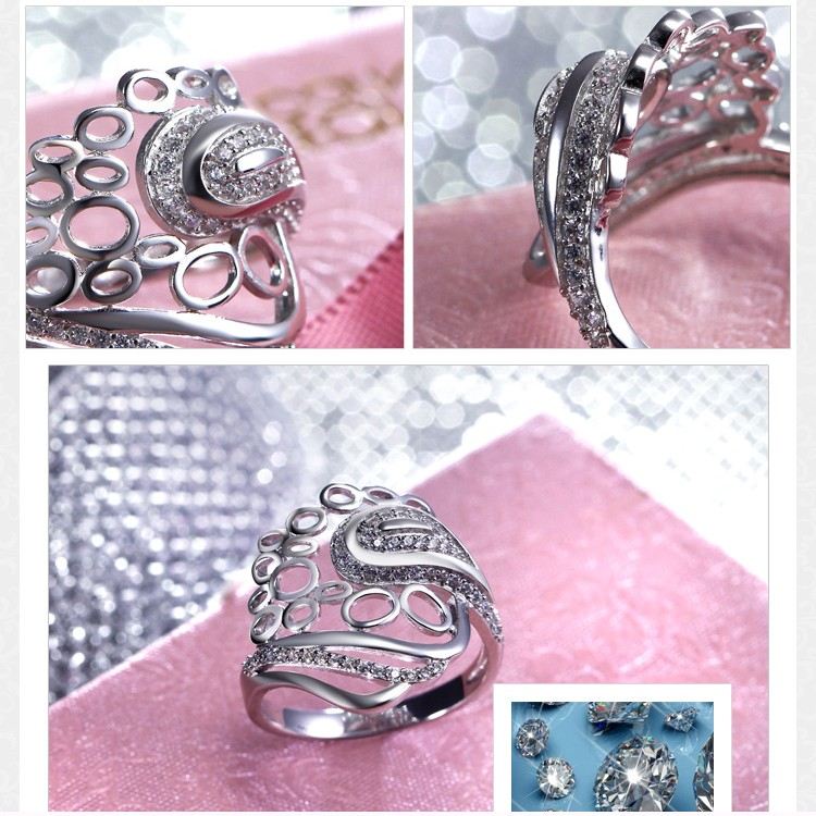 Ihålig Smart Design 925 Silver Mode CZ Ring För Kvinna