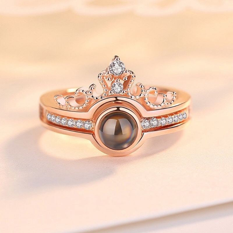 Jag Älskar Dig 100 Språk Bröllopsförlovning Sterlingsilver Ringset