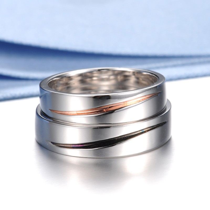 Kärlek Biter Original Enkel Design Sterling Silver Älskare Par Ringar