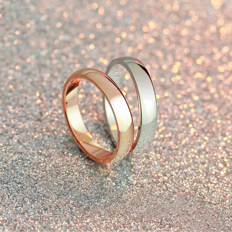 Koreanskt Mode Glansigt Titanstål Rosa Guldpläterade Parringar