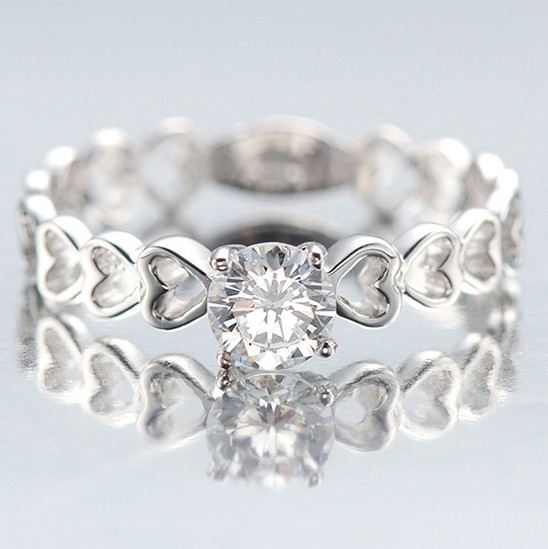 Kreativ Ömsesidig Affinitet 925 Sterling Silver Inlagd CZ Förlovningsring