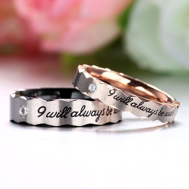 "Love You" Fashionabla 316L Titan Rostfritt Stål CZ Herr Ring (Endast Herr Ring)