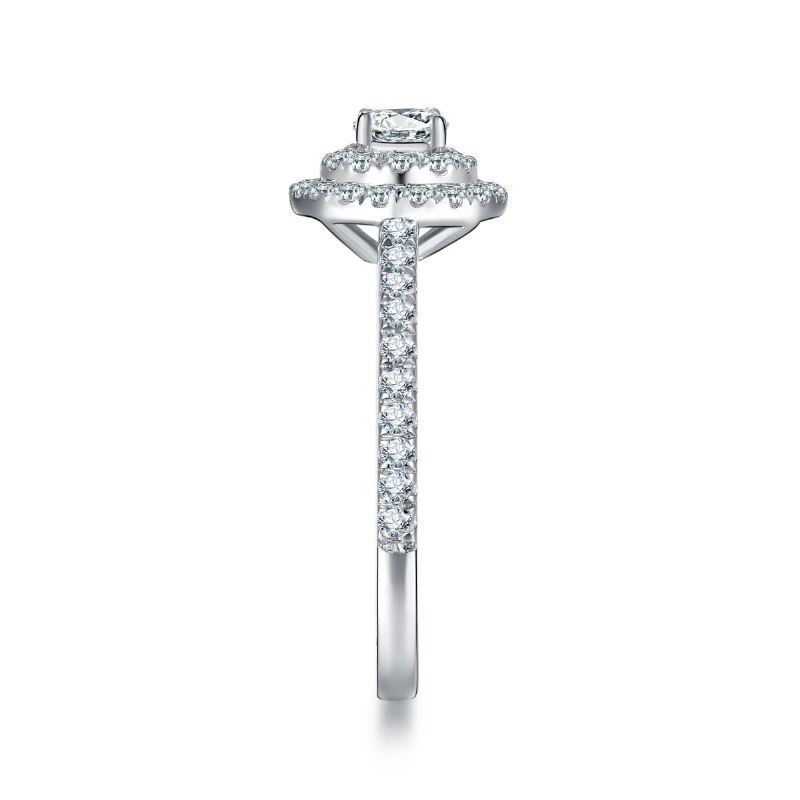 Lyxgrupp Inlagd 925 Sterling Silver Rund Simulering Diamantförlovningsring