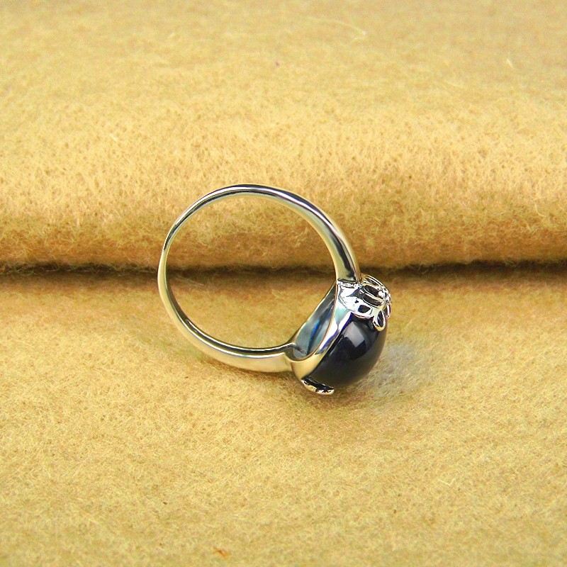 Ny Retro Nationell Vind 925 Sterling Silver Inlagd Ädelsten Kvinnans Ring