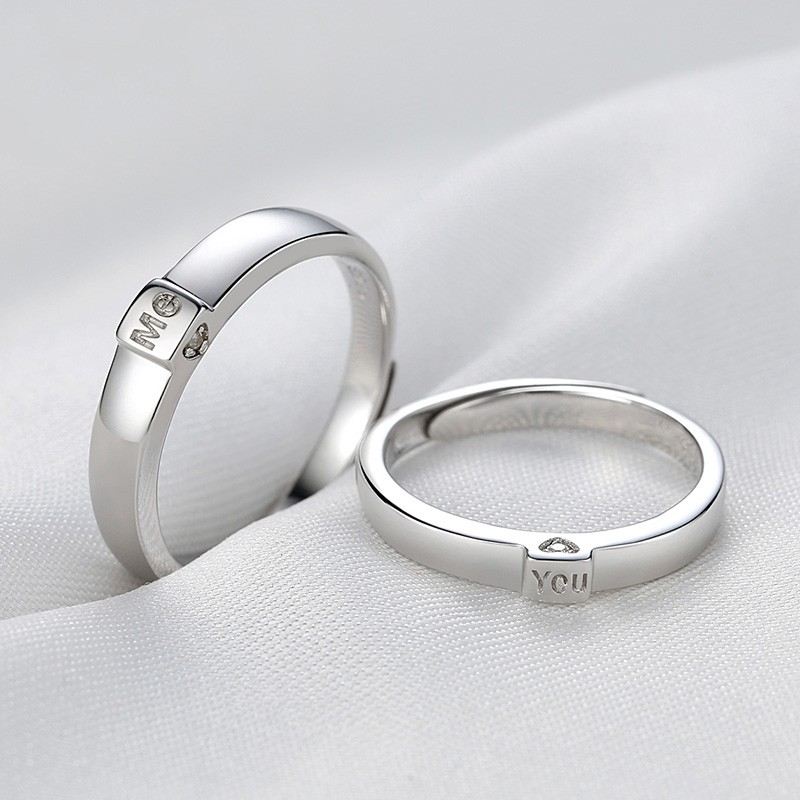 Nya 925 Sterling Silver Cubic Zirconia Älskare Ringar "Love You"