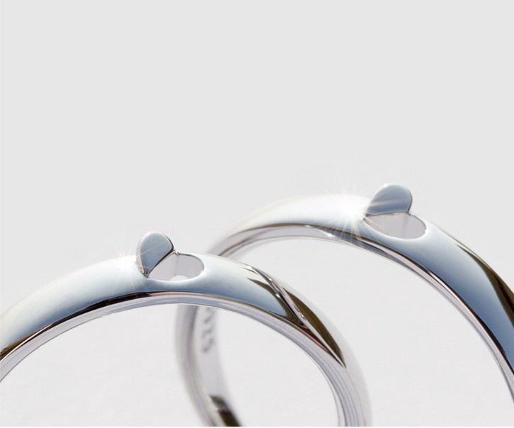 Öppet Hjärta Fönster S925 Sterling Silver Älskare Justerbara Ringar