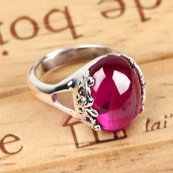 Överdriven Personlighet 925 Silverinlagd Oval Granatring