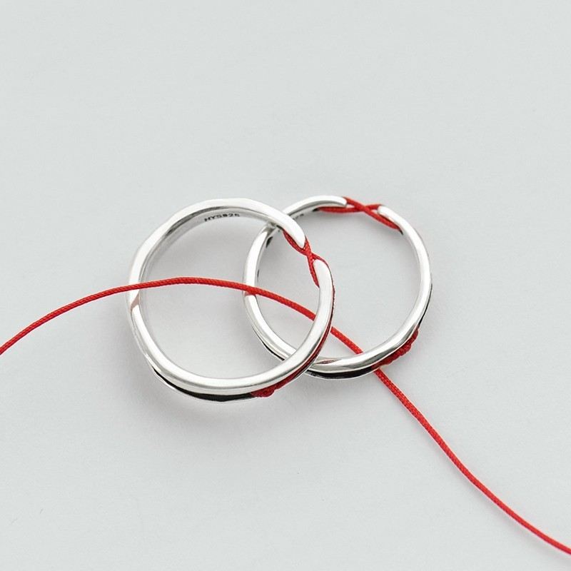 Original Design Röd Linje 925 Sterling Silver Älskare Ring