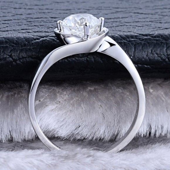 Originaldesign 925 Sterling Silver Inlagd Kubisk Zirkoniumförlovningsring