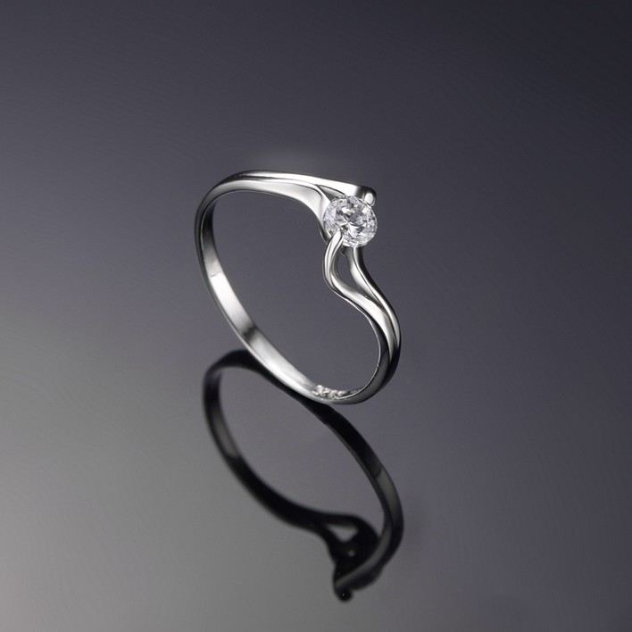Originaldesign 925 Sterling Silver Inlagd Kubisk Zirkoniumförlovningsring