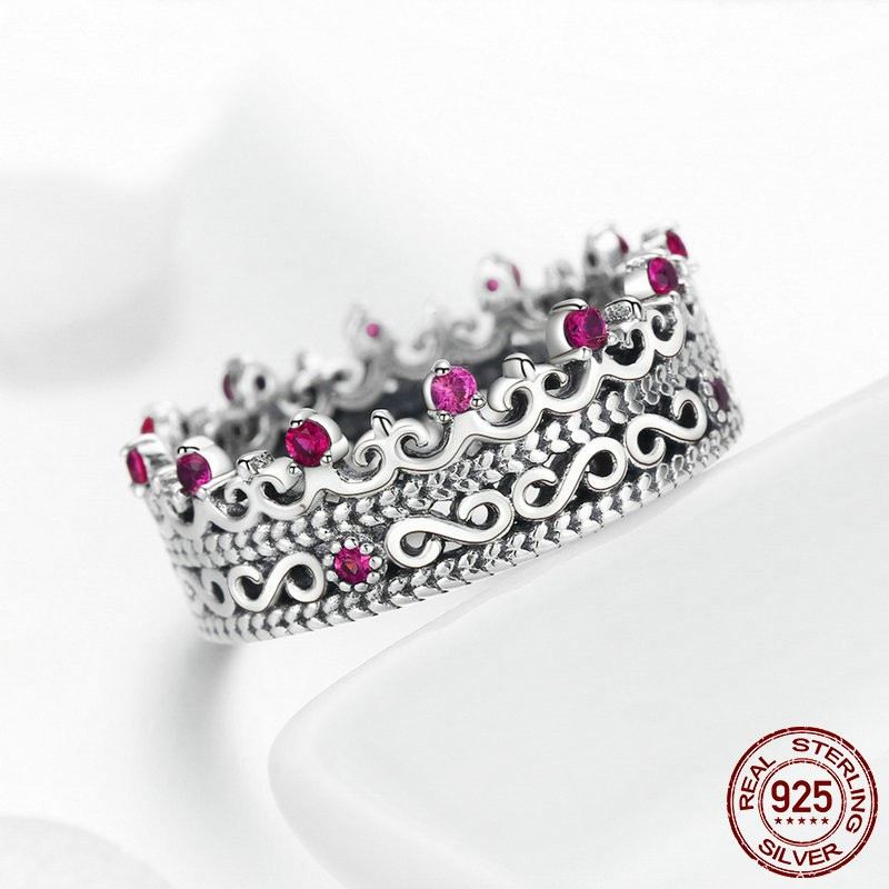 Personaliserad 925 Sterling Silver Kubisk Zirkonia Kronring