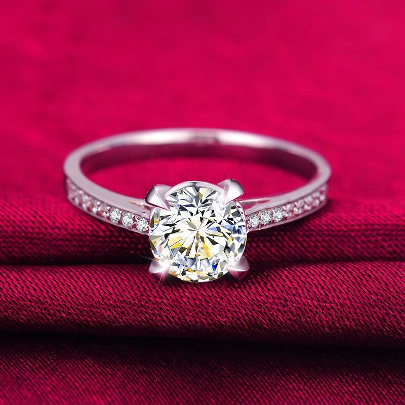 Prinsessskuren Konstgjord Diamantförlovning / Vigselring 925 Sterling Silver
