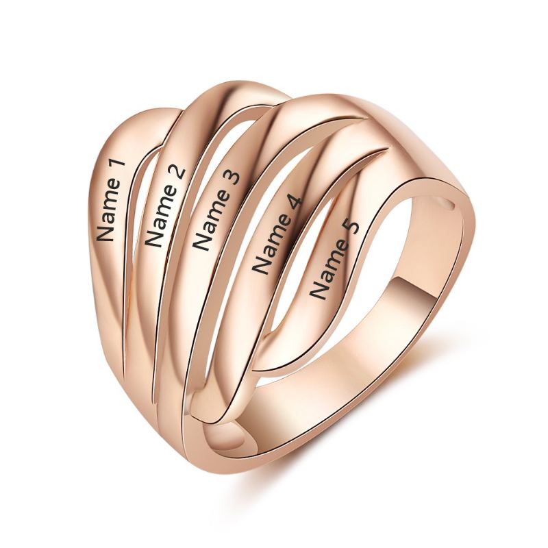 Rosa Guldfödelsestensringar Mammoringar 925 Sterlingsilver Personifierade Födelsestensfamilj Kubisk Zirkoniumring Mors Daggåva