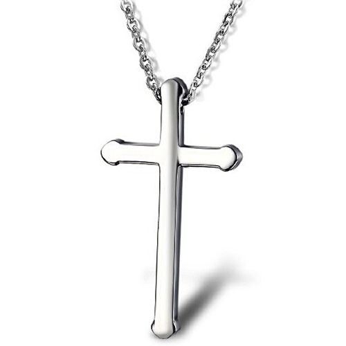 Enkel Stil Kors Titan Stål Halsband För Dam
