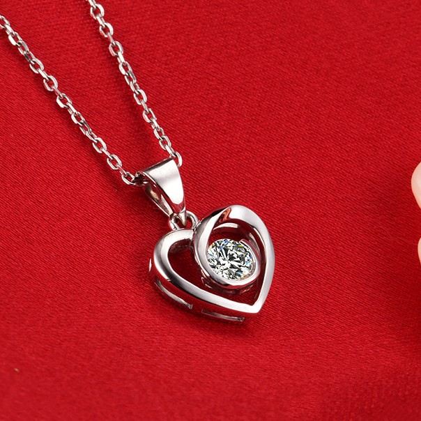 Kärlek I Hjärtat 925 Sterling Silver Hänge Med CZ Inlagt