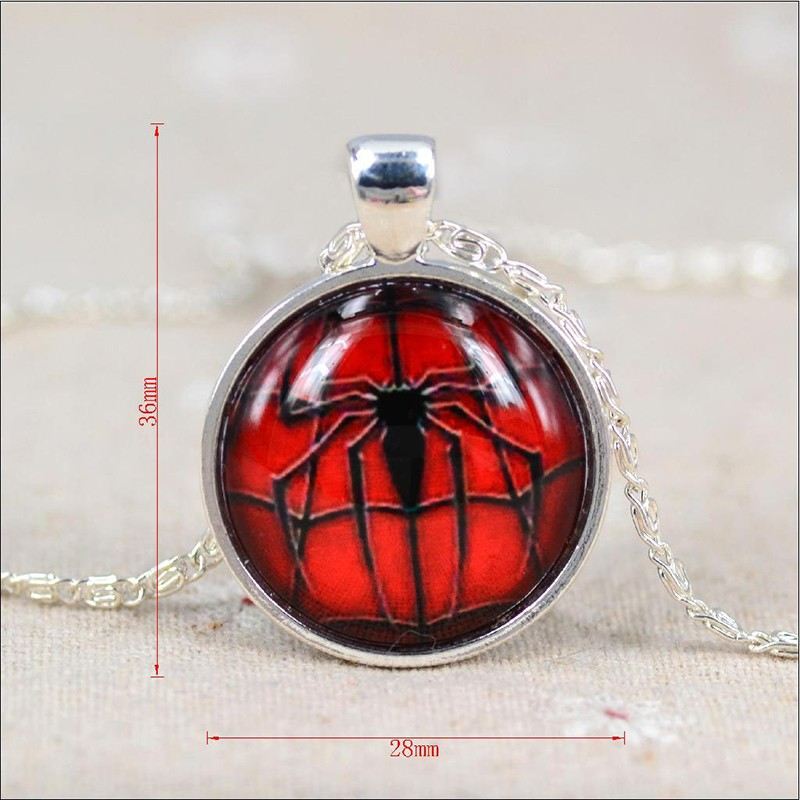 Mode Spider-Man Spindelmönster Tid Ädelsten Halsband