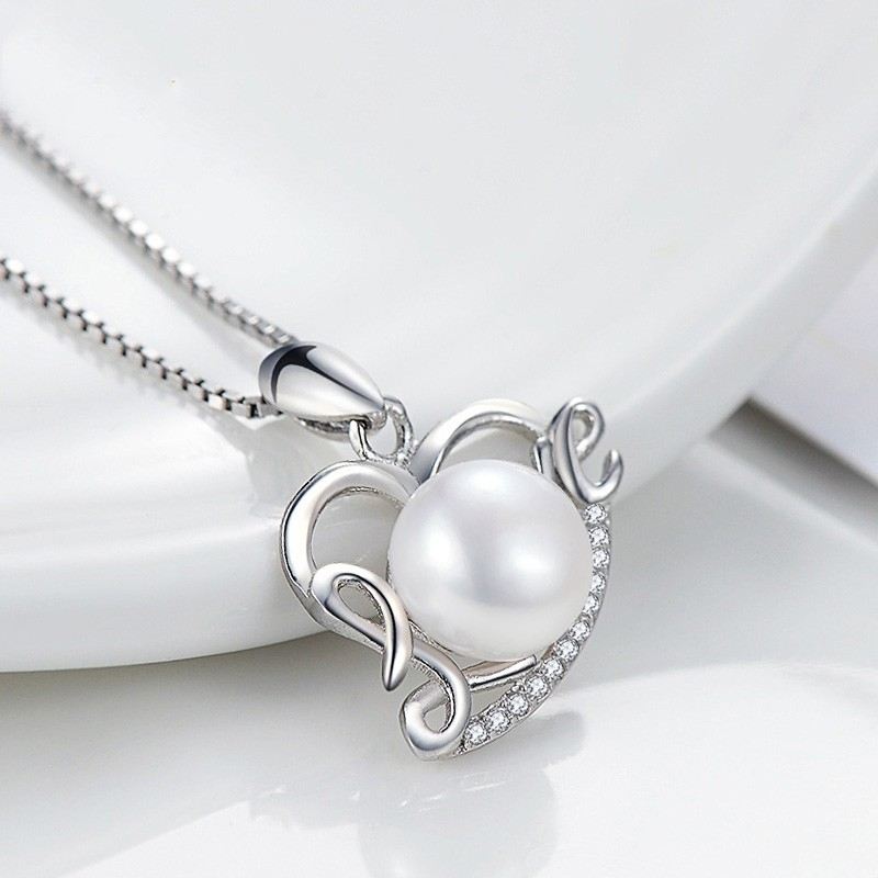 S925 Silver "Love You" Design Naturpärlhalsband