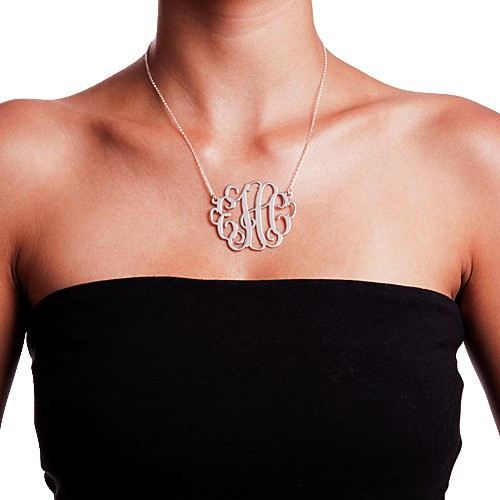 Silver Xxl Uttalande Monogram Halsband