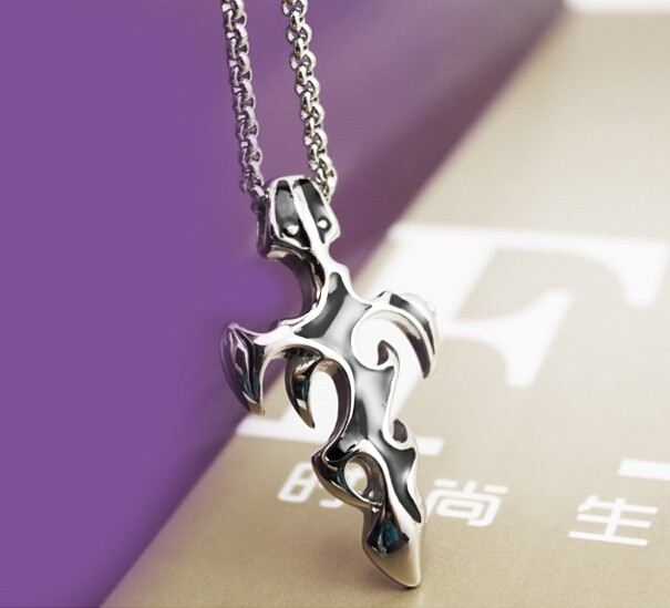 Titanium Stål Cool Svärd Herr Halsband Gravyr