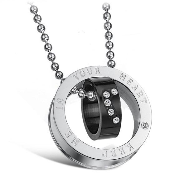 Underbara "Forever Love" Ring Hänge Älskare Titan Halsband (Pris För Ett Par)